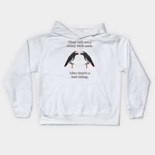 Crazy Bird Man with African Grey Timnehs Kids Hoodie